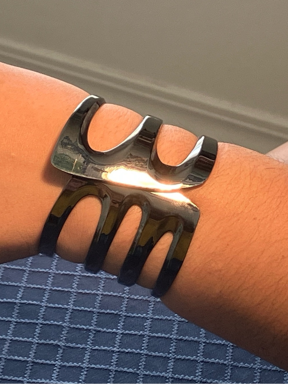 Sleek hematite Wide hinged Cuff Bracelet bold comfortable design Avalon